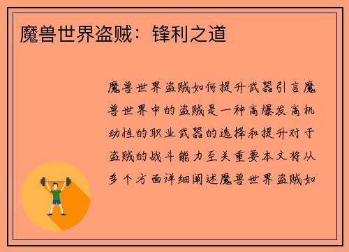 魔兽世界盗贼:锋利之道